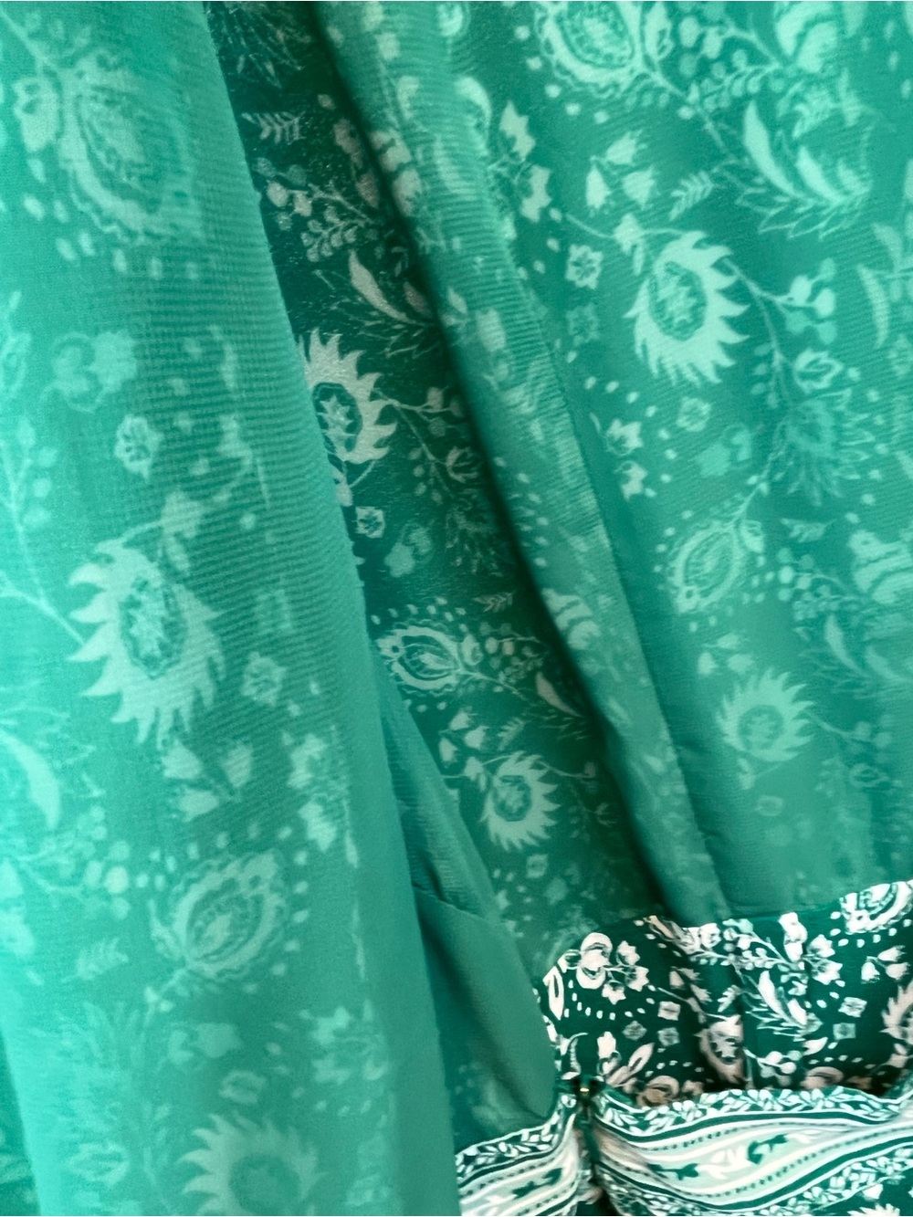LOFT Teal Green Floral Wrap Dress/Romper - Picture 9 of 10